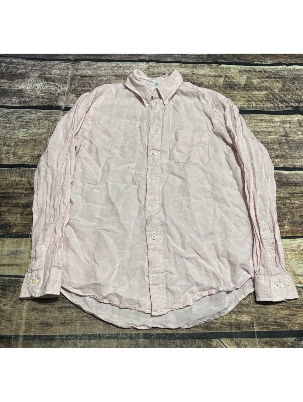 Brooks Brothers Shirt Mens Large Linen Regent The Original Polo Pink